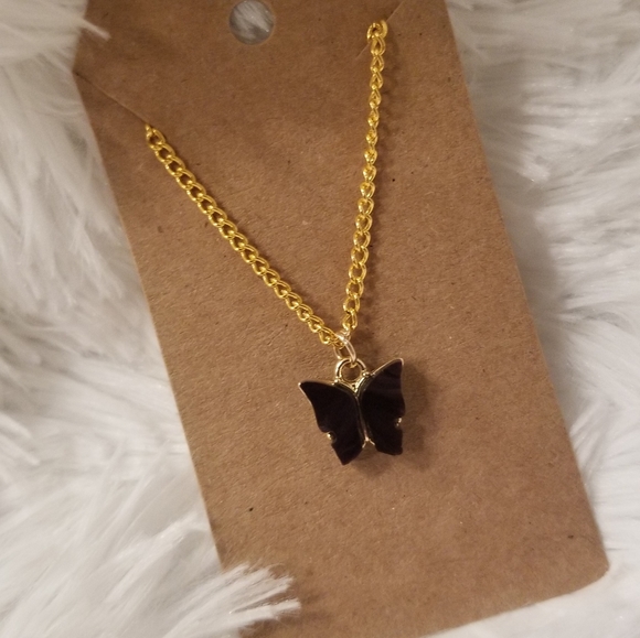 Black Butterfly Necklace 18 Inches - Picture 2 of 16